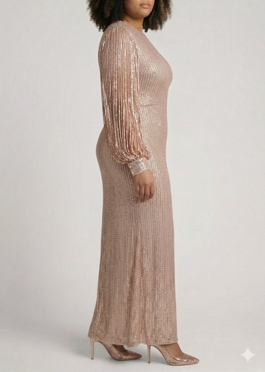 GJones Rose Lumiere Sequin Evening Dress