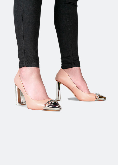 GJones Platinum Block Heel