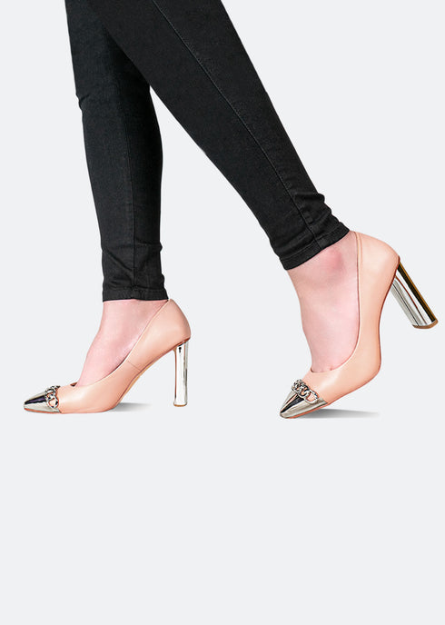 GJones Platinum Block Heel