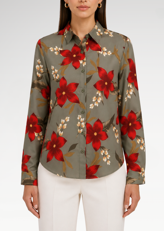Hawaiian Pride Floral Shirt Blouse
