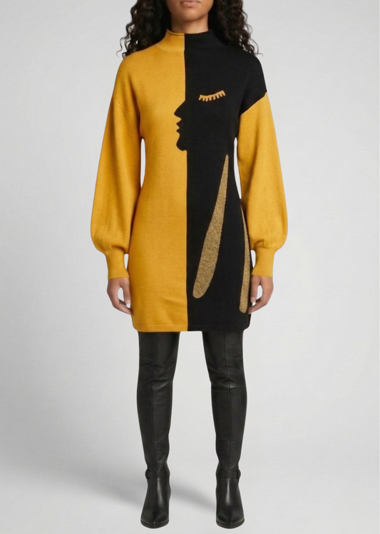 GJC Abstract Face Sweater Dress