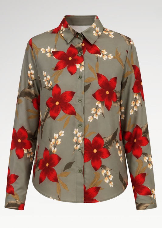 Hawaiian Pride Floral Shirt Blouse