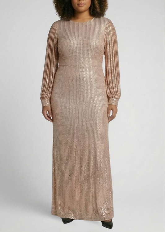 GJones Rose Lumiere Sequin Evening Dress